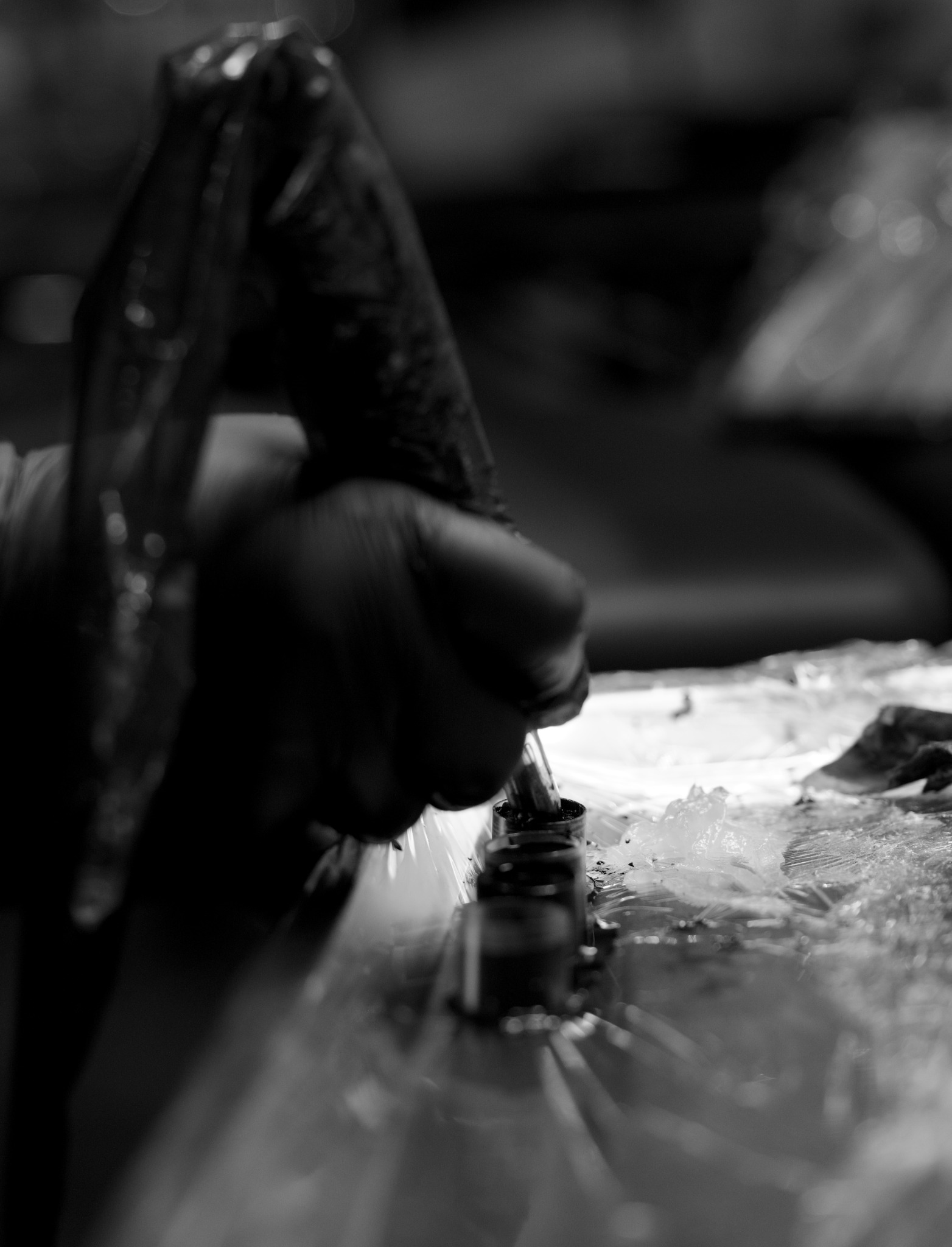 Tattoo ink and machine detail